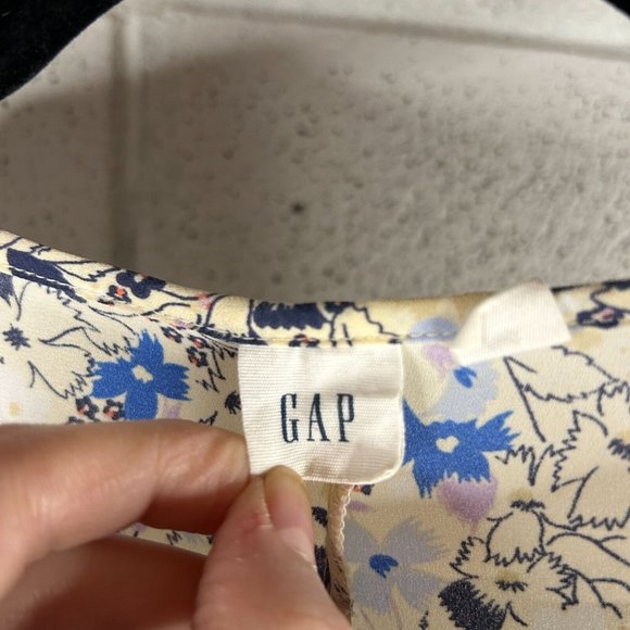 GAP Womens M Floral Peplum Short Sleeve VNeck Blouse Pastel Floral Spring Easter - Picture 3 of 9